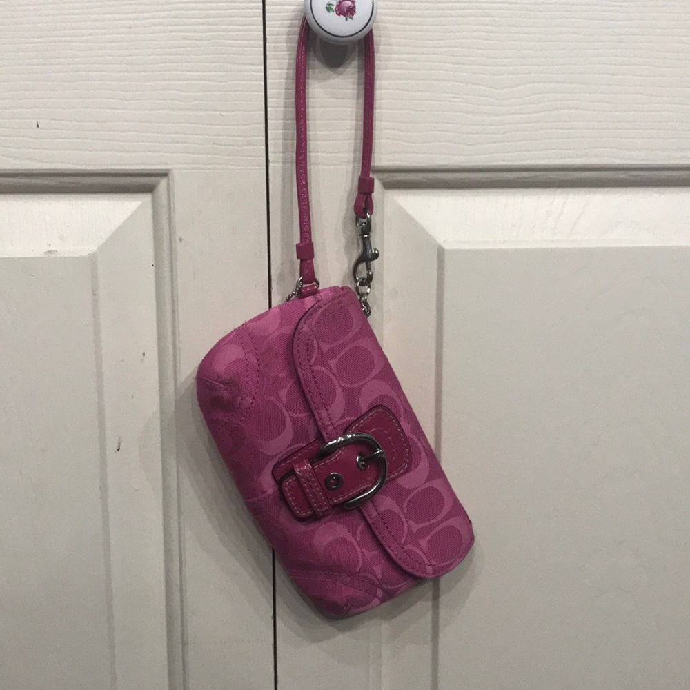 Pink Coach Buckle Wristlet